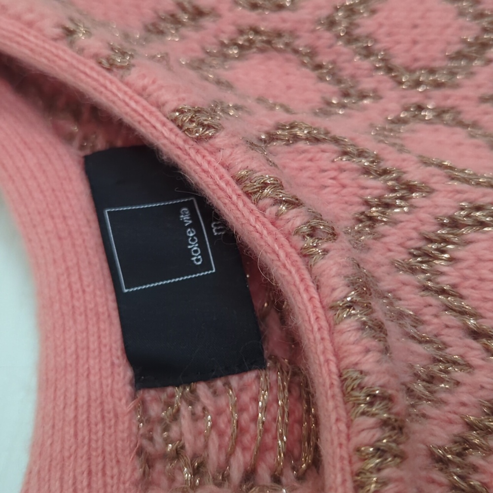 DOLCE VITA CORAL & METALLIC GOLD SWEATER - Picture 5 of 9